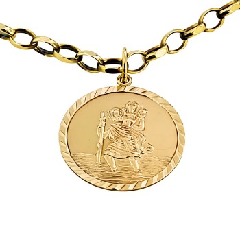 9ct gold 20g 25 inch St Christopher Pendant with chain